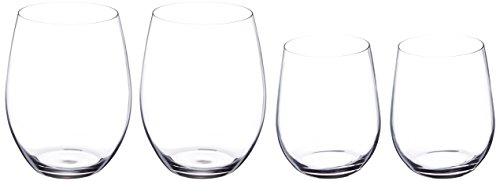 Riedel O Wine Tumbler Cabernet/Merlot and Viognier/Chardonnay, Clear, Set of 4-7414/50JBHO Hand Blown Italian Style Cry