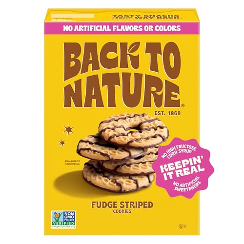 Back to Nature Fudge Striped Cookies, Plant-Based, Non-GMO, Vegan Friendly, Made with Wheat Flour, Snack Happy, 7.7 oz Box