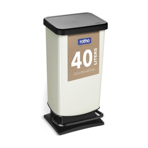 🔥 STARKER PREIS (-48%) Rotho Paso Mülleimer Küche 40 L Tretmülleimer mit Deckel Weiß metallic