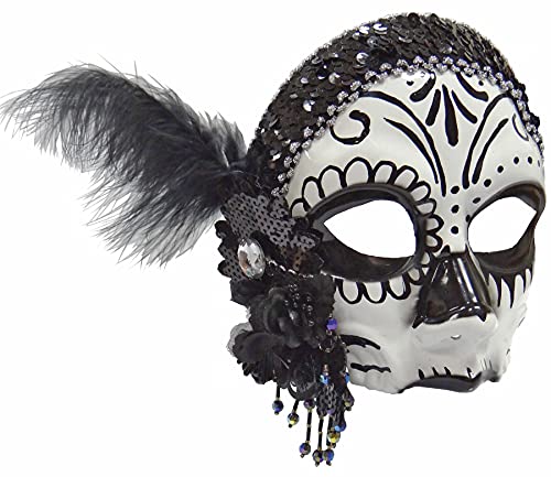 Forum Novelties Day of The Dead Skull Flapper Half Mask