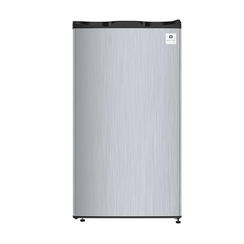 ARCTIC CHEF ACFR322 RCA Mini Refrigerator, Compact Freezer Compartment, Adjustable Thermostat Control, Reversible Door, Ideal Fridge for Dorm, Office, Apartment, Platinum Stainless, 3.2 Cubic Feet