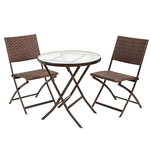 Christopher Knight Home El Paso Outdoor Folding Bistro Set 3-Piece Multibrown