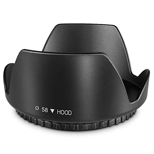 Altura Photo 58MM Tulip Flower Lens Hood for Canon EOS 77D 80D 90D Rebel T8i T7 T7i T6i T6s T6 SL2 SL3 DSLR Cameras with Canon EF-S 18-55mm f/3.5-5.6 is Lens and Select Nikon Lenses
