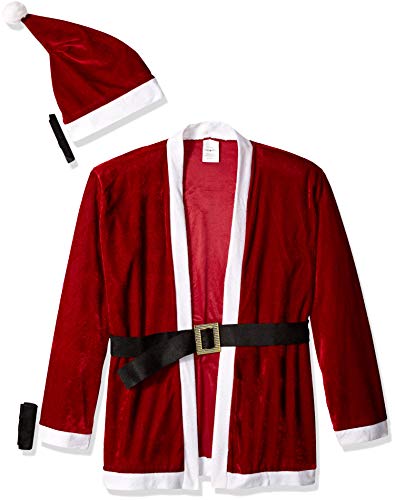 Sunnywood Party Santa Costume Red Jacket, Unisex Christmas Jacket, Hat & Belt Set, Fun Holiday Outfit for Xmas Parties, Santacon, Bar Crawls