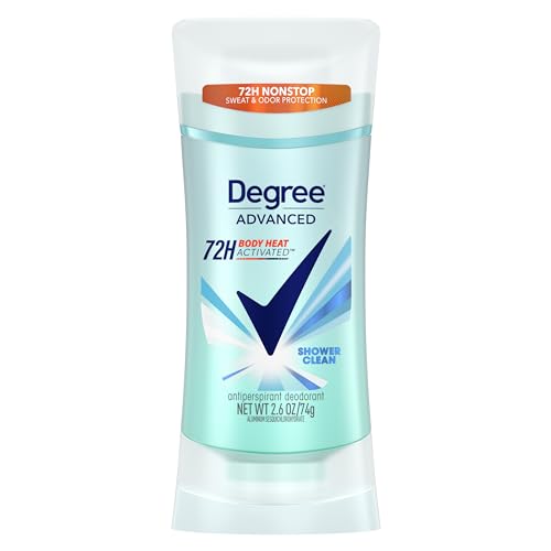 Degree Advanced Protection Antiperspirant Deodorant Shower Clean for 72-Hour Sweat & Odor Control for Women, with Body Heat Activated Technology, 2.6 oz