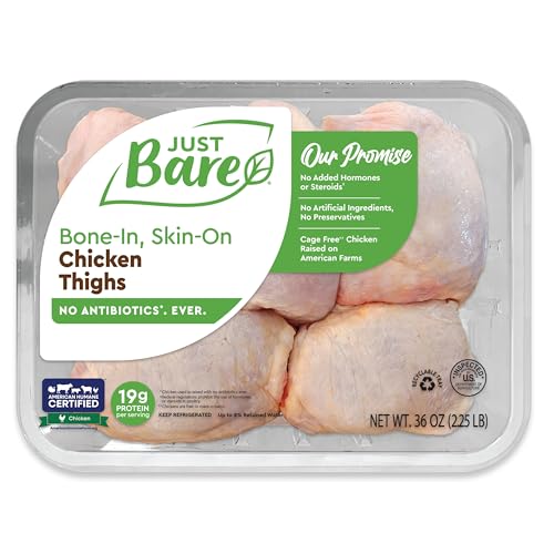 Just Bare® Natural Fresh Chicken Thighs | Family Pack | No Antibiotics Ever | Bone-In | 2.25 LB