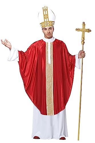 California Costumes Mens The Pope His Divine Holiness Adult Sized Costumes, Red,White, Small Medium US