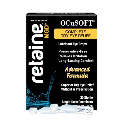 OCuSOFT Retaine MGD Ophthalmic Emulsion - Complete Dry Eye Relief - Soothes Red & Irritated Eyes - 30 Count Preservative-Free Single-Use Containers - 0.01 Fl Oz