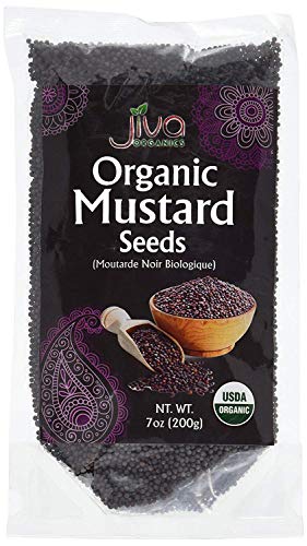 Jiva Organics Organic Black Mustard Seeds 7oz - Non-GMO, Gluten Free, Pungent & Aromatic Spice - 100% Raw & Natural