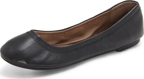 Lucky Brand Women's Emmie Ballet Flat, Black Leather, 8 Wide