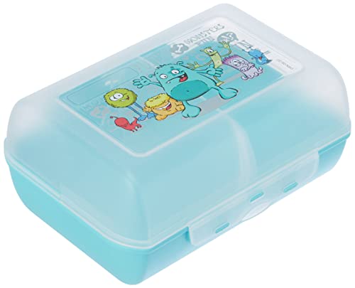 ⚡ BLITZDEAL (-56%) Emsa 514482 Brotdose für Kinder, Herausnehmbare Trennwand, Monstermotiv, Mint, Variabolo Monster