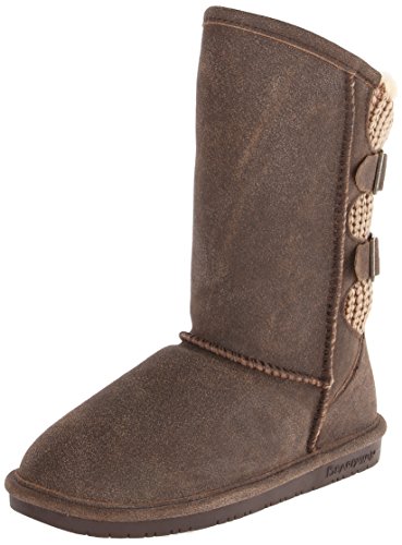 BEARPAW Women's Boshie Chestnut Distressed Size 8 | Women's Boot Classic Suede | Women's Slip On Boot | Comfortable Winter Boot