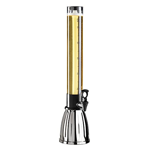 OGGI Beer Tower 88oz - Beverage Dispenser with Spigot & Ice Tube, Margarita Tower, Mimosa Tower, Perfect Drink Dispensers for Parties, Drink Tower, Holds 6 Pints of Beer – Stainless