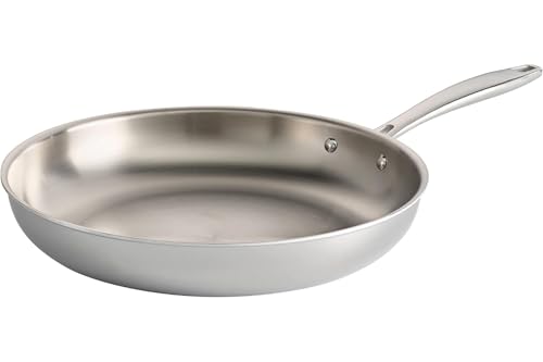 Tramontina Signature Tri-Ply Clad Stainless Steel 12-Inch Large Frying Pan, Induction-Ready Skillet, Dishwasher-Safe, NSF-Certified, Made in Brazil