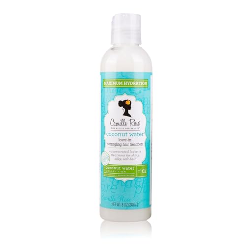 Camille Rose Coconut Water Leave in Conditioner, Concentrated Hair Detangler Treatment for Maximum Hydration and Shiny, Silky, Soft Strands, 8 oz