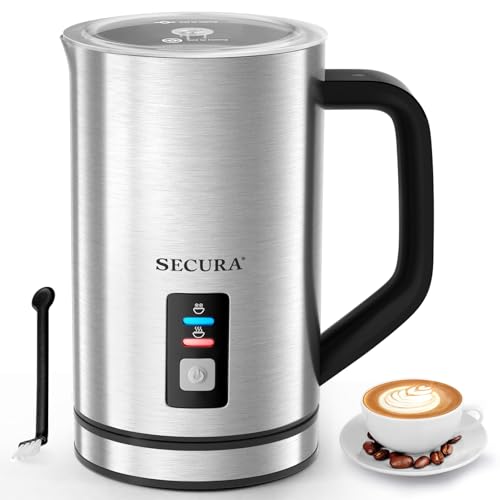 Secura Milk Frother, Electric Milk Steamer Stainless Steel, 8.4oz/250ml Automatic Hot and Cold Foam Maker and Milk Warme