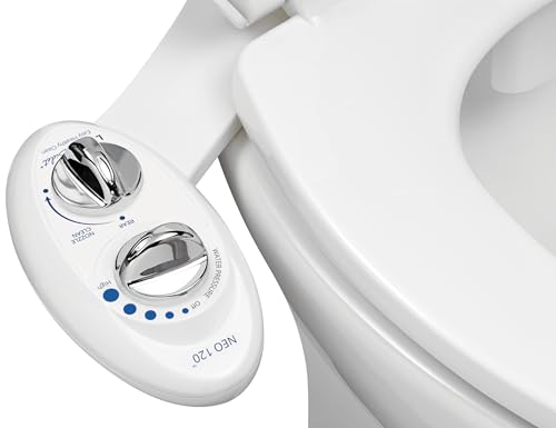 LUXE Bidet NEO 120 - Single Nozzle, Self-Cleaning, Non-Electric Bidet Attachment for Toilet Seat, Adjustable Water Pressure, Rear Wash (White)