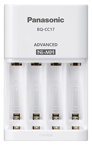 Panasonic BQ-CC17SBA eneloop Advanced Individual Battery Charger with 4 LED Charge Indicator Lights, White