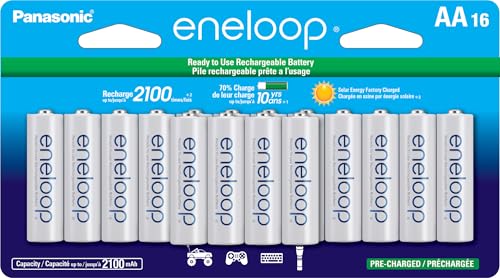 Eneloop Panasonic BK-3MCCA16FA AA 2100 Cycle Ni-MH Pre-Charged Rechargeable Batteries, 16-Battery Pack