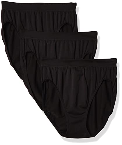 Bali Women's 3 Pack Comfort Revolution Hi-Cut Panty, Black, 6/7
