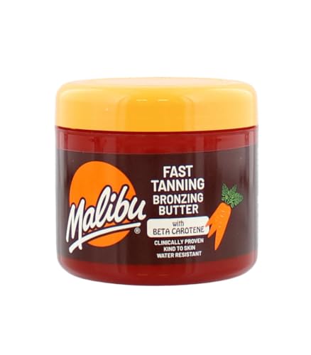Malibu Sun Bronzing Fast Tanning Body Butter with Beta Carotene, Tropical Coconut Fragrance, 300ml