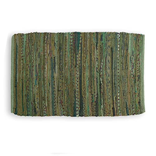 DII Chindi Home Collection Handwoven Multicolor Area Rag Run, 20x31.5, Olive Green