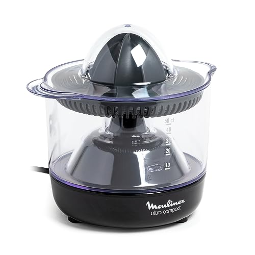 (-40%) Moulinex Ultra Compact Zitruspresse, Entsafter, Orangenpresse, Einschaltautomatik, großes Fassungsvermögen, 2-Wege-Rotation, Schutzdeckel, einfache Lagerung, 450 ml Fassungsvermögen, Schwarz, PC120870