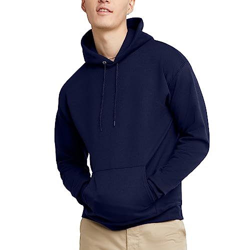 Hanes Men's Pullover EcoSmart Hooded Sweatshirt, Navy, Large
