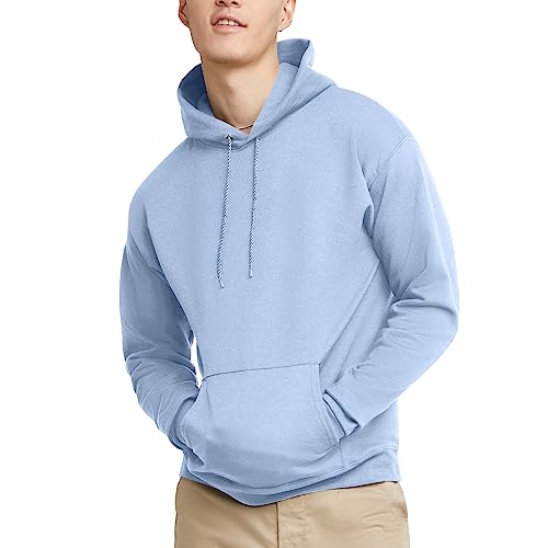 Hanes Men's Pullover EcoSmart Hooded Sweatshirt, Light Blue, Large