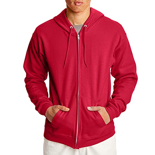 Hanes Men's Full-Zip Eco-Smart Hoodie, Deep Red, Large