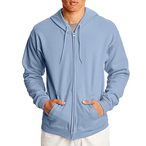 Hanes Men's Full-Zip Eco-Smart Hoodie, Light Blue, Large