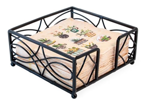 Boston International Wave Design Cocktail Napkin Holder Caddy, BlackHOMECLASS6 Black Napkin Holder - Vintage Napkin Hol