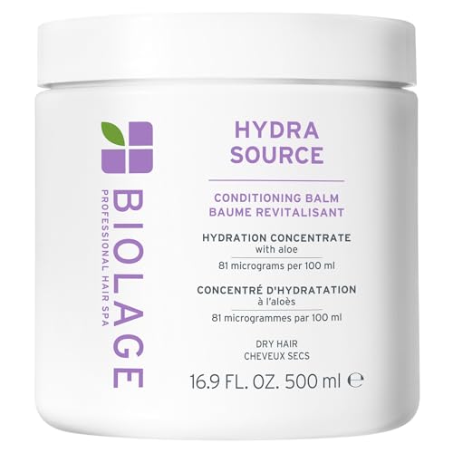 Biolage Hydra Source Conditioning Balm - Moisturizes, Detangles & Adds Softness, For Dry Hair, Infused with Fermented Aloe & Micro-Filtered Hyaluronic Acid, Vegan & Paraben-Free, 16.9 Fl Oz
