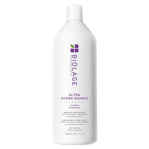 Biolage Ultra Hydra Source Shampoo - Deeply Moisturizes & Conditions Very Dry Hair, For Thick and Coarse Hair, Infused with Cupuaçu Butter & Salicylic Acid, Vegan & Paraben-Free, 33.8 Fl Oz