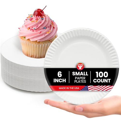 Hygloss Products Paper Plates - Uncoated White Plate - Use for Foodware, Events, Activities, Crafts Projects and More - Environmentally Friendly - Recyclable and Disposable - 6-Inches - 100 Pack