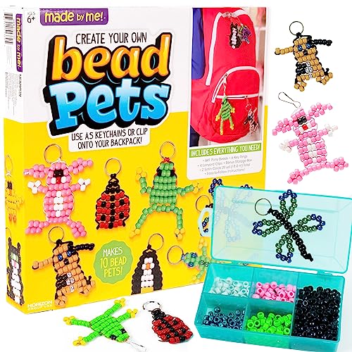 Made By Me Create Your Own Bead Pets by Horizon Group USA, Includes Over 600 Pony Beads, 6 Key Rings, Storage Box & Much More
