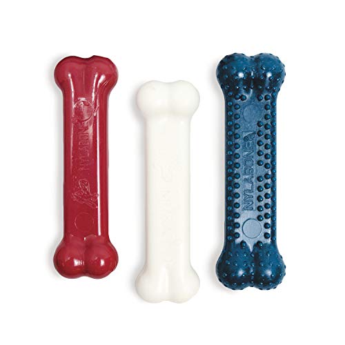 Nylabone Original Bone Power Chew Toy Value Pack for Dogs, Durable Dog Toys for Aggressive Chewers, Long Lasting Chicken, Bacon, and Peanut Butter Flavor, Small Dogs - Up to 25 Ibs, 3 Pack