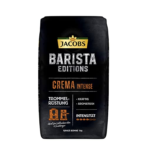 🔥 STARKER PREIS (-33%) Jacobs Kaffeebohnen Barista Crema Intense, intensiv mit dunkler Schokolade & Pekannuss, geröstet in Bremen, Intensität 7/10, Kaffee ganze Bohnen, 1 kg