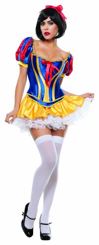 Starline Women's Fairy Tale Snow White Sexy 3 Piece Costume Corset Set, Blue, Large