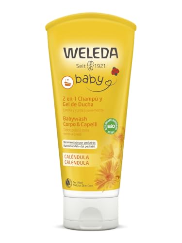 Weleda Baby Calendula 2-in-1 Gentle Shampoo and Body Wash, 6.8 Fluid Ounce, Plant Rich Cleanser with Calendula and Sweet Almond Oil