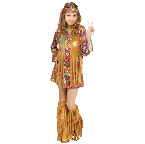 Fun World Girl's Peace & Love Hippie Child Costume, Large