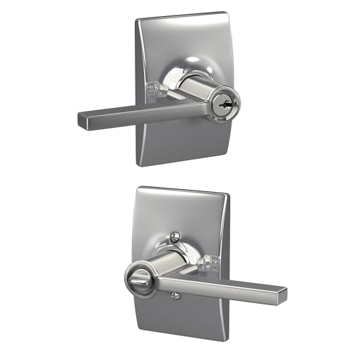 Schlage F51A LAT 625 CEN Century Collection Latitude Keyed Entry Lever, Bright Chrome