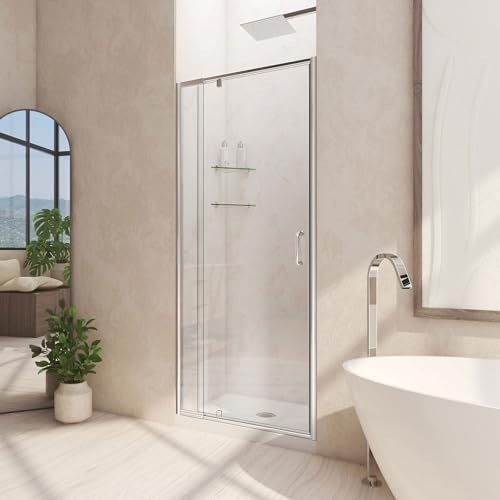 DreamLine Flex Semi-Frameless Pivot Shower Door Simple Yet Solid This basic shower door has a bit