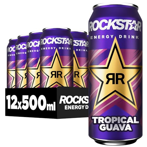 🔥 STARKER PREIS (-37%) Rockstar Energy Drink Tropical Guava Geschmack - Koffeinhaltiges Erfrischungsgetränk für den Energie Kick, EINWEG (12 x 500ml) (Verpackungsdesign kann abweichen)