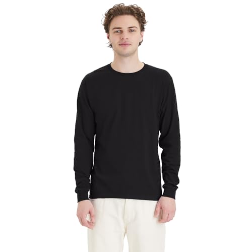 Hanes Men's Essentials Long Sleeve T-shirt Value Pack, Black, Large,(Pack of 4)