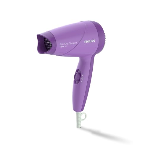 Philips India's No.1 Hair Styling Brand -Hair Dryer 1000W |Blow Dry for Men & Women | 2 Heat Settings| ThermoProtect tech |Travel-Friendly, Quick Dry, Frizz Control | For Indian Hair |HP8100/46 Purple