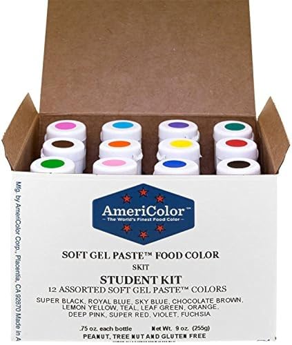 Food Coloring AmeriColor Student - Kit 12 .75 Ounce Bottles Soft Gel Paste Colors