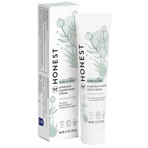 The Honest Company Hypoallergenic Diaper Rash Cream, Moisturizing, Calming Zinc Oxide Ointment, NEA Recognized Cruelty-F