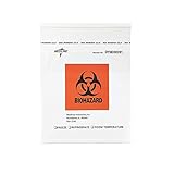 Medline Biohazard Specimen Bags, Plastic Zip-Style, Clear, Not Made From Natural Rubber Latex, 12" x 15", Pack of 100
