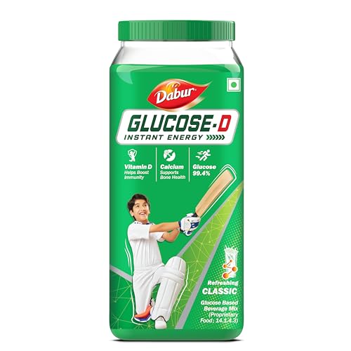 Dabur Glucose-D Instant Energy Drink Powder - 1kg | Enriched with Vitamin D & Calcium | 99.4% Glucose Quick Energy Replenishment Formula | Easy to Mix